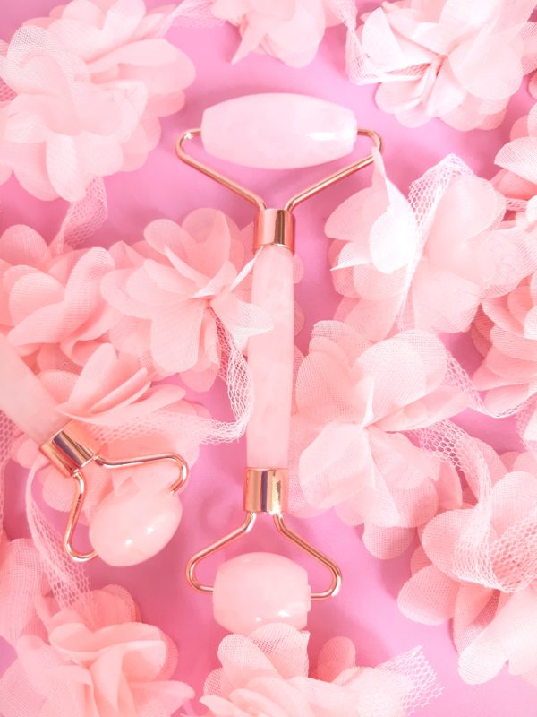 Cuarzo Rosado Rodillo Facial Cuarzo Masajeador Facial De Cuarzo